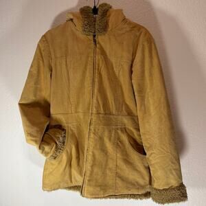 Vintage Static Womens Brown Faux Suede Jacket with faux fur Size L